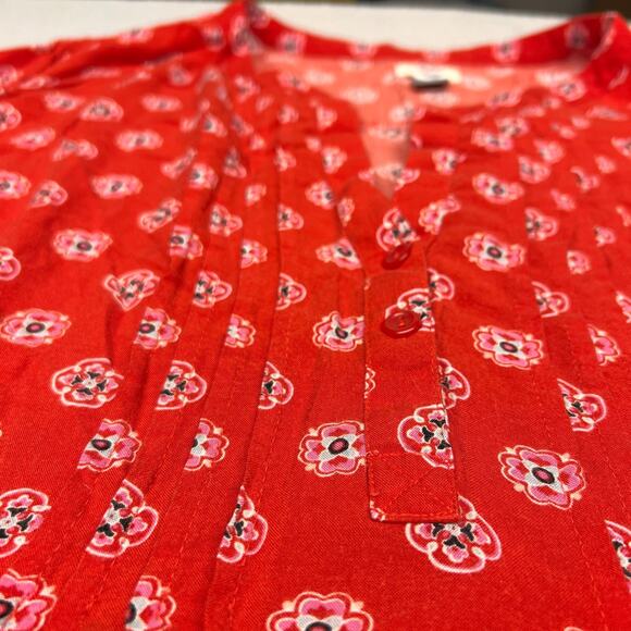 Old Navy Dress Womens XXL Red Floral Viscose Ruffled 3/4 Sleeve Cottagecore Boho - Picture 4 of 9